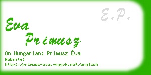 eva primusz business card